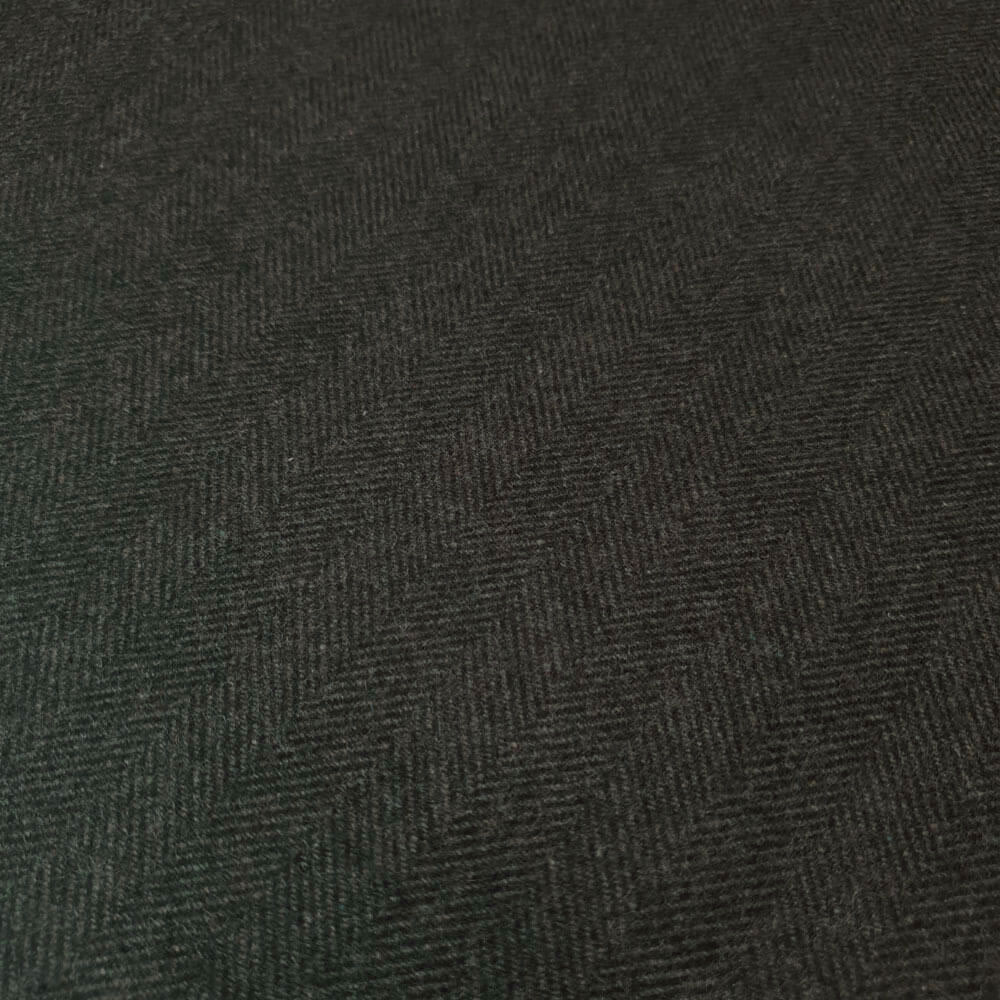 Amal - Uld Tweed Sildebensmønster - Sort-Mossa